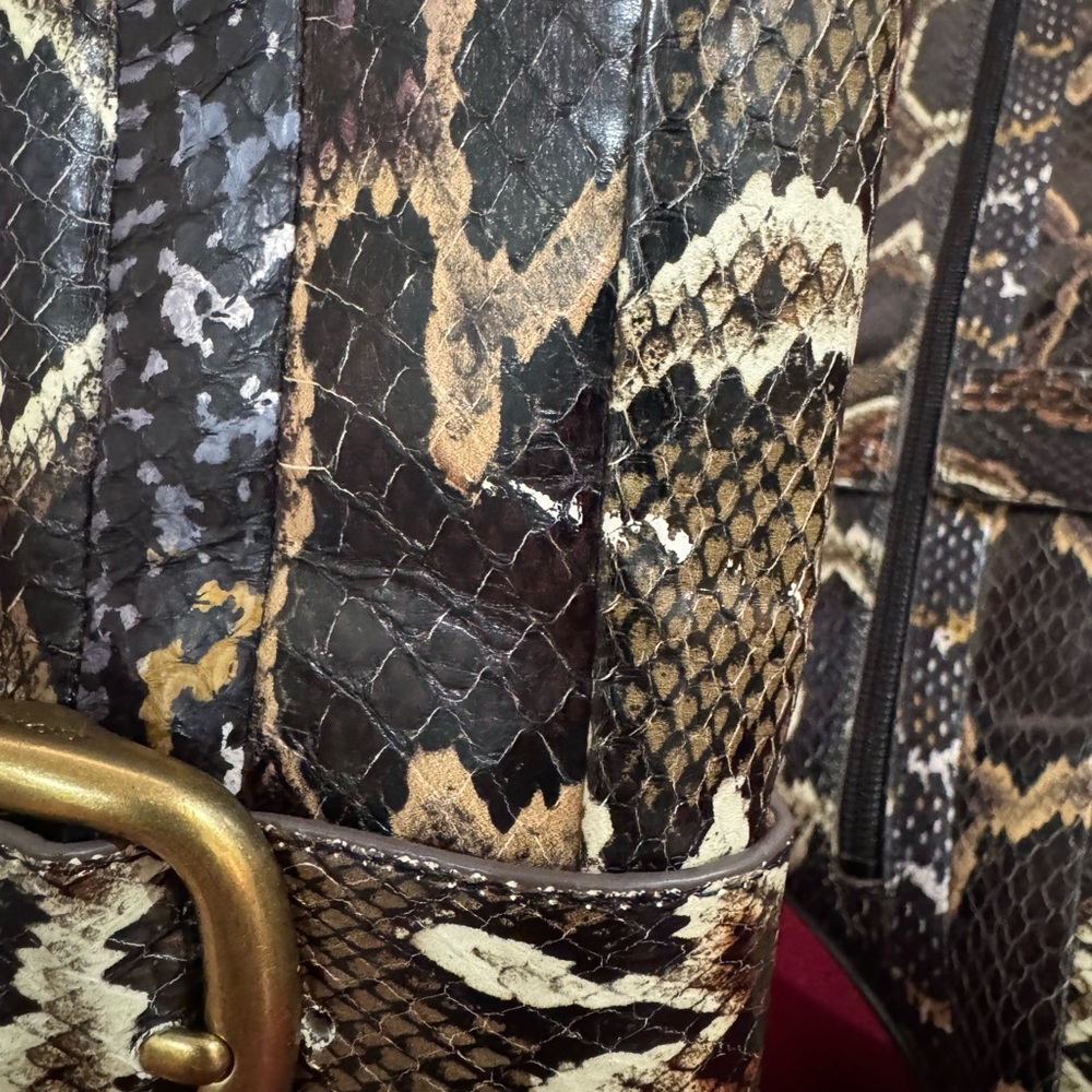 Coach Evelyn Multicolor Genuine Snakeskin Heeled Boots - Picture 8 of 11